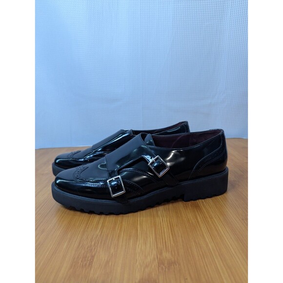 Franco Sarto Women's Chance Almond Toe Oxfords Monkstrap NWOT Black 9 (S10) - Picture 2 of 7